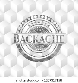 Backache grey emblem. Retro with geometric cube white background