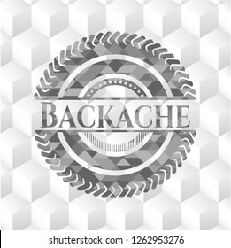 Backache grey emblem. Retro with geometric cube white background