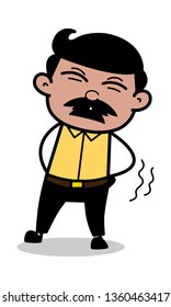 Backache - Indian Cartoon Man Father Vector Illustration