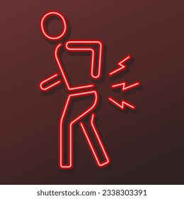 backache neon sign, modern glowing banner design, colorful modern design trends on black background. Vector illustration.