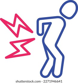 Backache, radiculitis thin line icon. Modern vector illustration.