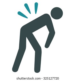 Backache vector icon. Style is bicolor flat symbol, soft blue colors, rounded angles, white background.