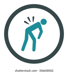Backache vector icon. Style is bicolor flat rounded symbol, soft blue colors, rounded angles, white background.