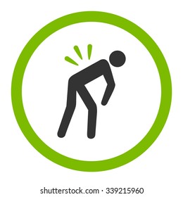 Backache vector icon. Style is bicolor flat rounded symbol, eco green and gray colors, rounded angles, white background.