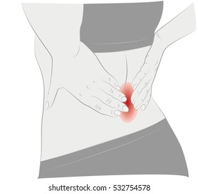 Backache vector illustration isolated on white. Pain icon.