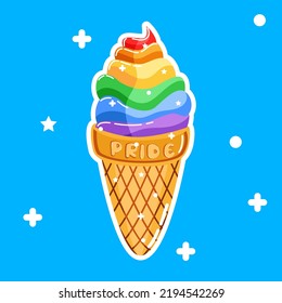 Backaground blue ice cream rainbow vector illustration