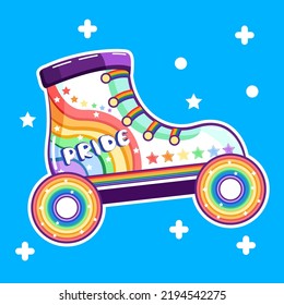 Backaground blue skate shoes rainbow vector illustration