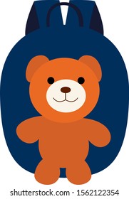 Retroceso con oso, ilustración, vector sobre fondo blanco.