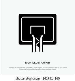 Backboard, Basket, Basketball, Board solid Glyph Icon vector