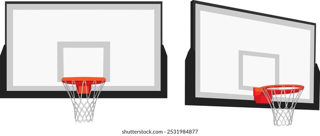 Backboard Basketball Hoop Shape Set Realistic Vector Illustration