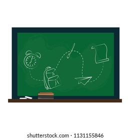 backboard education with school utensils draw