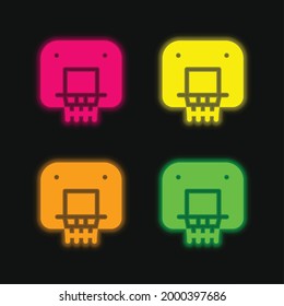 Backboard four color glowing neon vector icon
