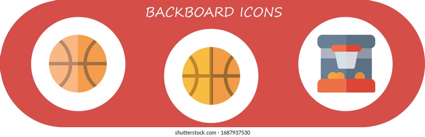 backboard icon set. 3 flat backboard icons.  Simple modern icons such as: basketball