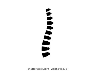 Backbone anatomical poster. Logo or icon for spine center or chiropractor clinic. Intervertebral foramen, cervical, thoracic and lumbar sections of the human vertebrae flat vector medical illustration