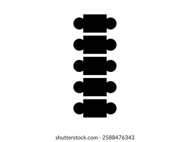 Backbone anatomical poster. Logo or icon for spine center or chiropractor clinic. Intervertebral foramen, cervical, thoracic and lumbar sections of the human vertebrae flat vector medical illustration