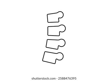 Backbone anatomical poster. Logo or icon for spine center or chiropractor clinic. Intervertebral foramen, cervical, thoracic and lumbar sections of the human vertebrae flat vector medical illustration