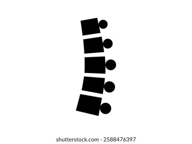 Backbone anatomical poster. Logo or icon for spine center or chiropractor clinic. Intervertebral foramen, cervical, thoracic and lumbar sections of the human vertebrae flat vector medical illustration