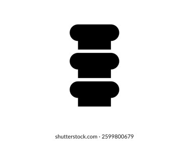 Backbone anatomical poster. Logo or icon for spine center or chiropractor clinic. Intervertebral foramen, cervical, thoracic and lumbar sections of the human vertebrae flat vector medical illustration