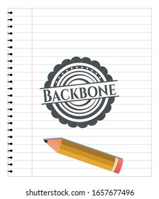 Backbone-Emblem in Bleistift gezeichnet. Vektorillustration Illustration. Detaillierte Angaben.