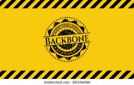 Emblema negro grueso con fondo amarillo, signo de advertencia. Ilustración vectorial. Detallado. 