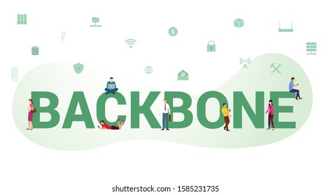 Backbone Internet Network High Speed Concept With Big Word Or Text And Team People With Modern Flat Style - Vector