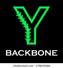 Backbone Letter Logo Design Template Illustration. Suitable For  Initial Logo And Suitable For Chiropractic, Consulting And Anatomical Business. There Are Font  Y  With Backbone Symbol