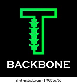 Backbone Letter Logo Design Template Illustration. Suitable For  Initial Logo And Suitable For Chiropractic, Consulting And Anatomical Business. There Are Font  T  With Backbone Symbol