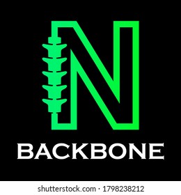 Backbone letter logo design template illustration. suitable for  initial logo and suitable for chiropractic, consulting and anatomical business. There are font  n  with backbone symbol