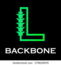 Backbone letter logo design template illustration. suitable for  initial logo and suitable for chiropractic, consulting and anatomical business. There are font  l  with backbone symbol