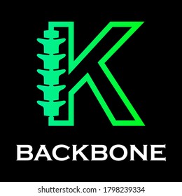 Backbone letter logo design template illustration. suitable for  initial logo and suitable for chiropractic, consulting and anatomical business. There are font  k  with backbone symbol