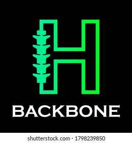 Backbone letter logo design template illustration. suitable for  initial logo and suitable for chiropractic, consulting and anatomical business. There are font  h  with backbone symbol