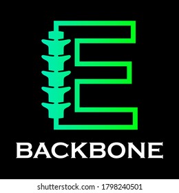 Backbone Letter Logo Design Template Illustration. Suitable For  Initial Logo And Suitable For Chiropractic, Consulting And Anatomical Business. There Are Font  E  With Backbone Symbol