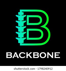 Backbone Letter Logo Design Template Illustration. Suitable For  Initial Logo And Suitable For Chiropractic, Consulting And Anatomical Business. There Are Font  B  With Backbone Symbol