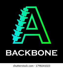 Backbone Letter Logo Design Template Illustration. Suitable For  Initial Logo And Suitable For Chiropractic, Consulting And Anatomical Business. There Are Font  A  With Backbone Symbol