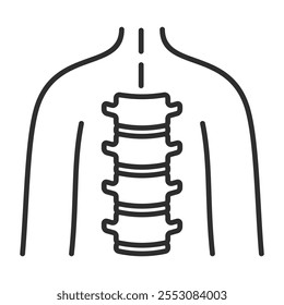 Backbone outline icon, showing anatomy outline icon, minimalist vector illustration and transparent graphic element. Isolated on white background