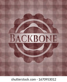 Backbone red seamless badge with geometric background.