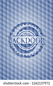 Backdoor blue polygonal badge.