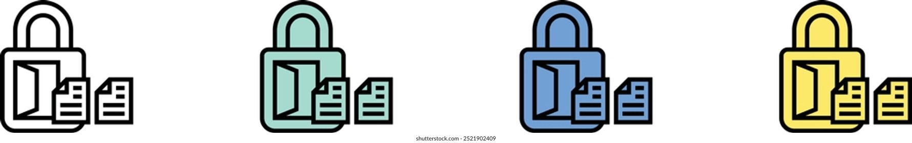 ícone de backdoor. Contorno, Design de estilo verde, azul e amarelo isolado no plano de fundo branco