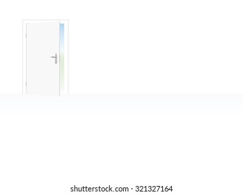 Backdoor or loophole of a white room. Vector illustration.