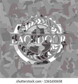 Backdoor on grey camo pattern