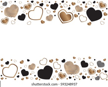 Backdrop for card or banner with isolated black and brown hearts.