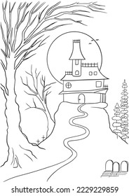 Hintergrund Burg Hintergrund halloween cartoon doodle kawaii Anime Farbseite cute Illustrationsclip Art Manga