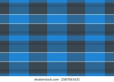 Backdrop check texture textile, free vector background plaid. Close-up fabric seamless tartan pattern in pastel and cyan colors palette.