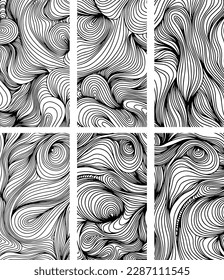 Backdrop cover layout template. Wavy curved line backgrounds collection.