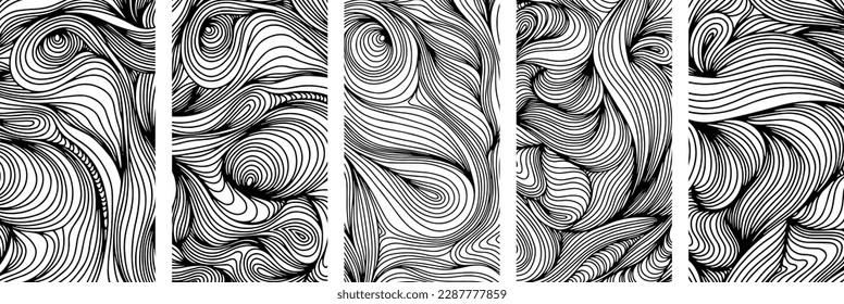 Backdrop cover layout template. Wavy curved line backgrounds collection.