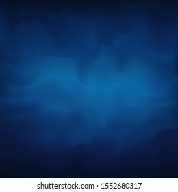 Backdrop with dark blue smoky plaster, wall with venetian plaster. Abstract smoky background for cool design. Blue wave vector abstract background, fog wallpaper