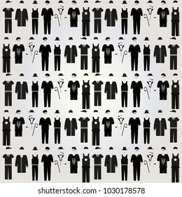 Backdrop with different men's silhouettes