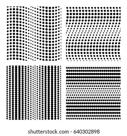 Backdrop of dots vector collection. Dot seamless polka dot pattern set. Black points comics background templates. Wavelike patterns. Abstract black bigdata texture