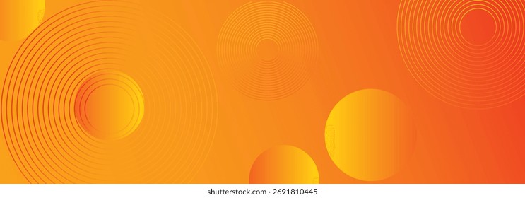 A backdrop featuring circular geometric forms with an abstract orange and red gradient. A contemporary, forward-looking background design. Suitable for use in various applications, including landing p