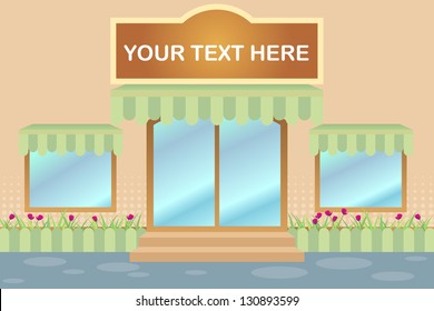 Backdrop, front of a coffee shop, illustration by vector design.